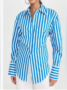 Simon Miller Striped Buttoned Cotton Cut out Shirt Blouse size M